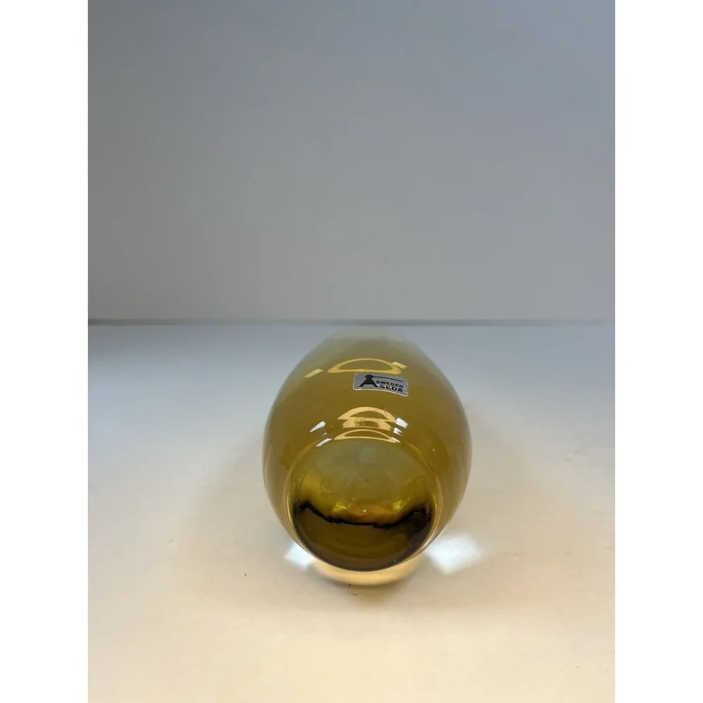 Mid‎ Century Modern Scandinavian Glass Smoke Gold Glass Vase 9